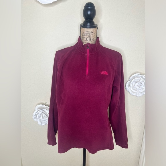 The North Face Jackets & Blazers - North Face 1/4 Zipper Burgundy Polartec Fleece Pullover Size Large